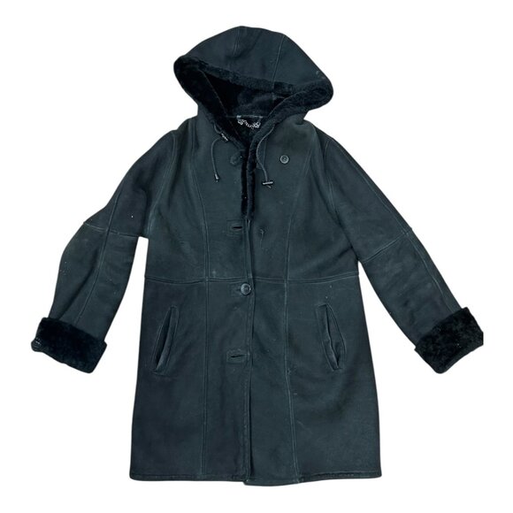 Black Sheepskin Coat with Hood - Wolff of Canada - Picture 1 of 4